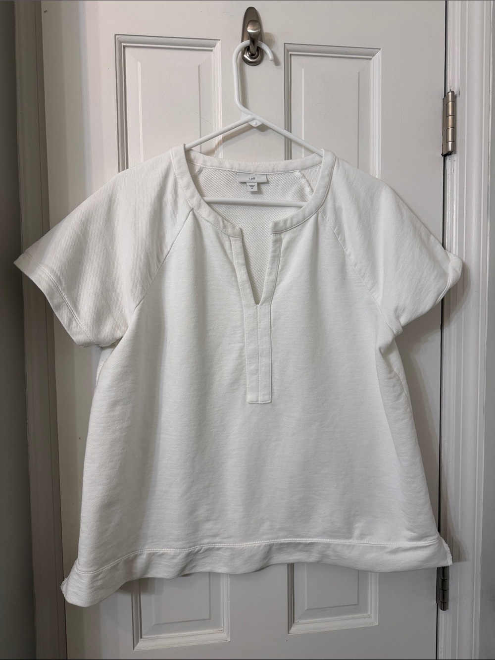 J Jill M White Short-Sleeve Henley Top - Soft Casual Tee